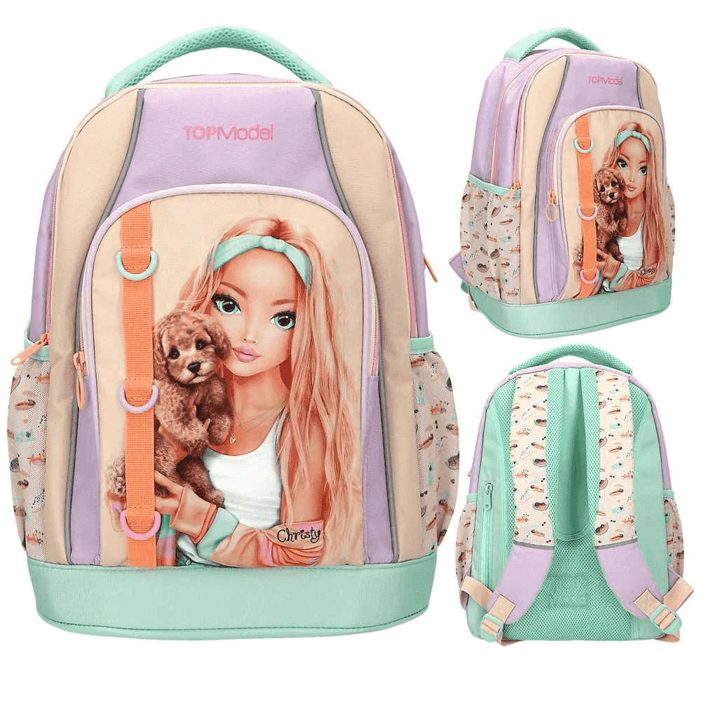 Mochila escolar TopModel Sunny Dog – Mochila infantil con compartimentos y diseño TopModel