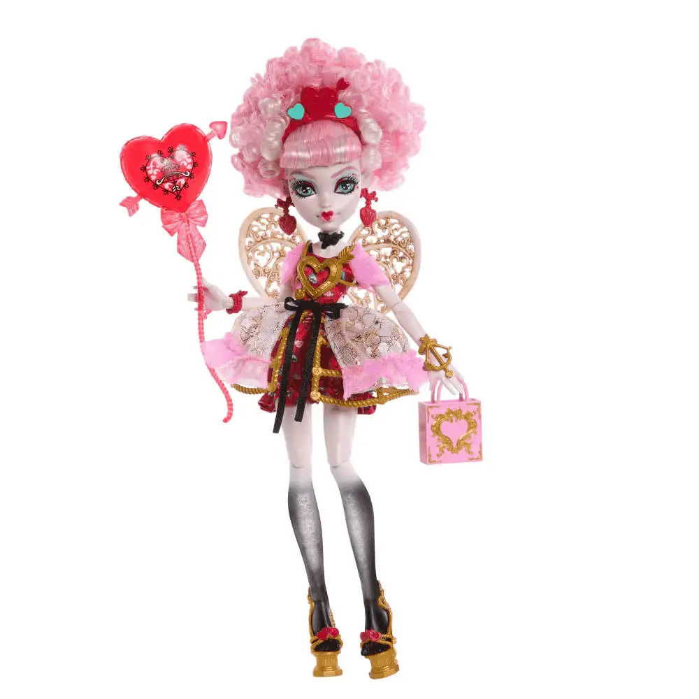 Monster High Cumplespantos Cupid Asteria – Muñeca de fiesta con alas y accesorios románticos