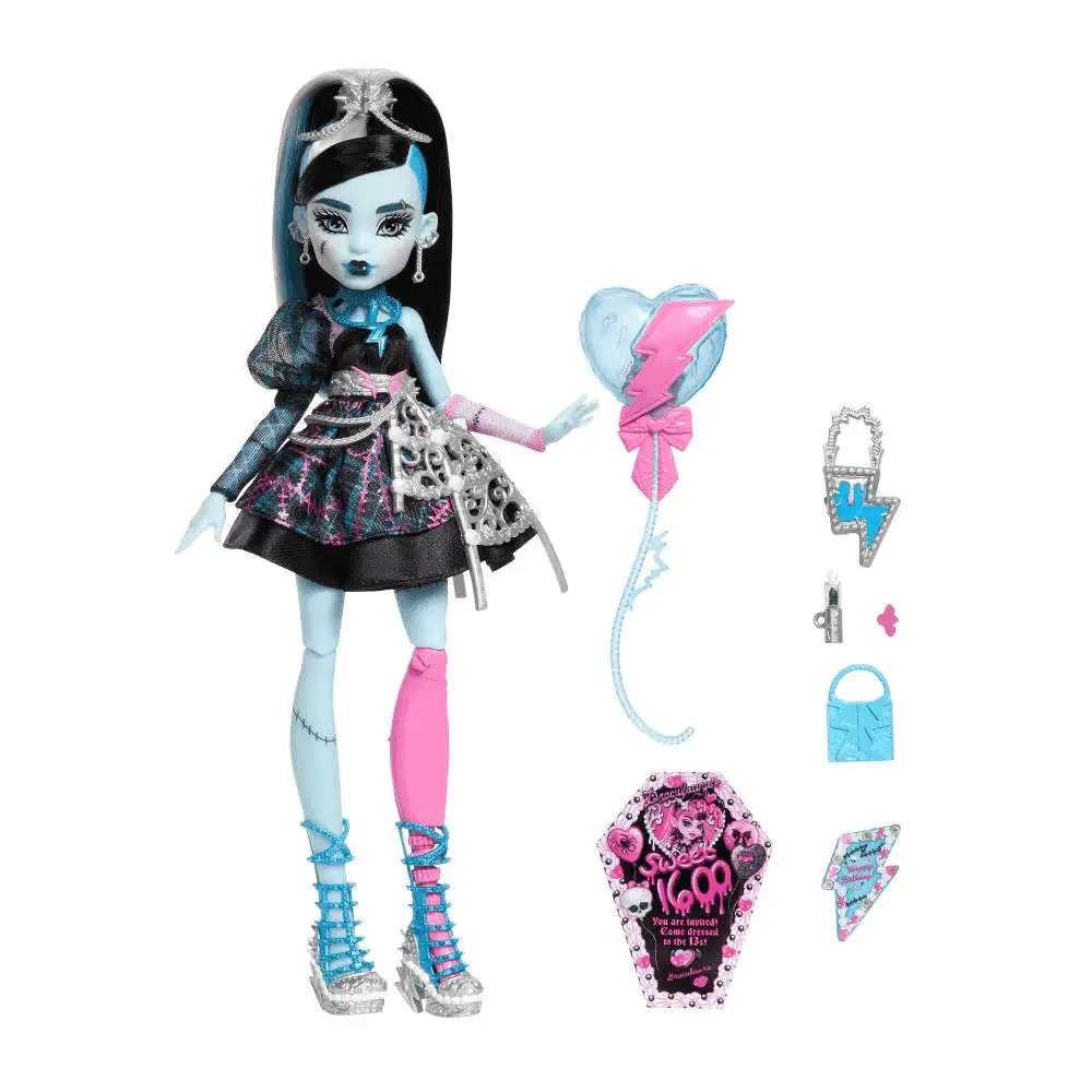 Monster High Cumplespantos Frankie Stein – Muñeca de fiesta con look electrizante - Image 6