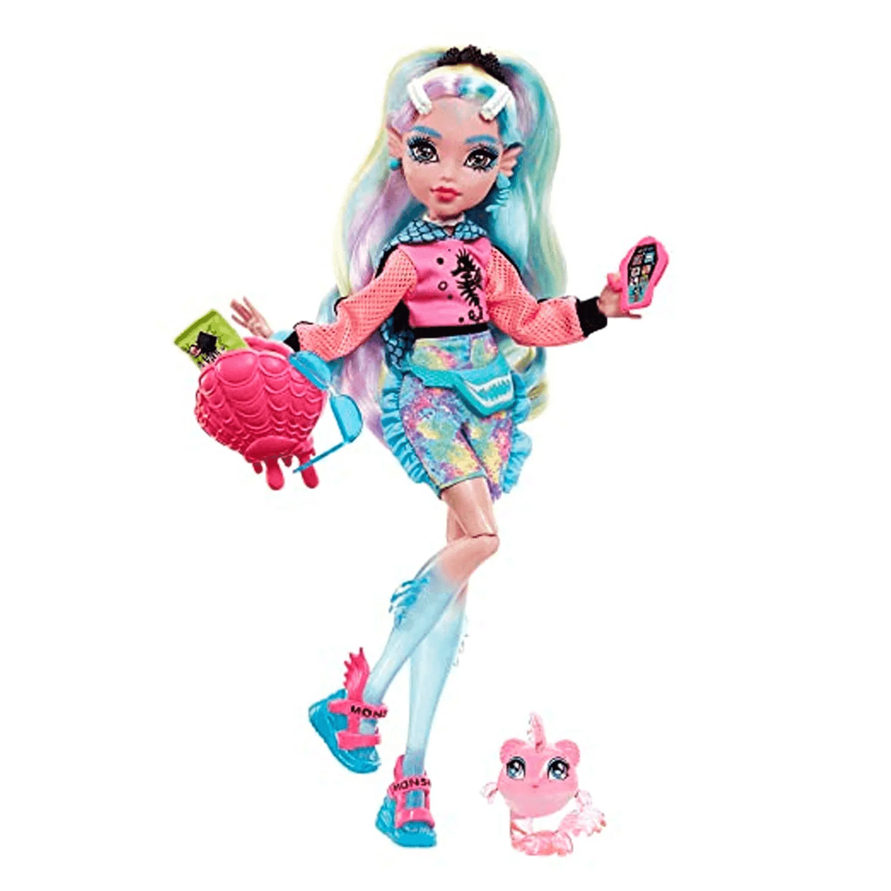Monster High Lagoona Blue Muñeca articulada con mascota y accesorios de moda