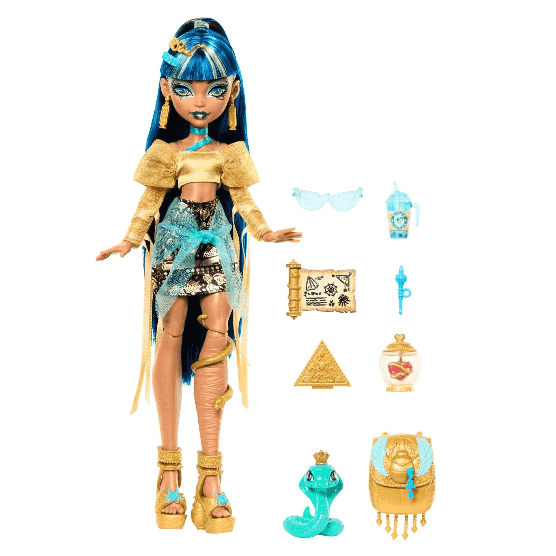 Monster High Muñeca Cleo De Nile de Monster High Estilo Divino con Mascota Cobra Hissette - Image 4