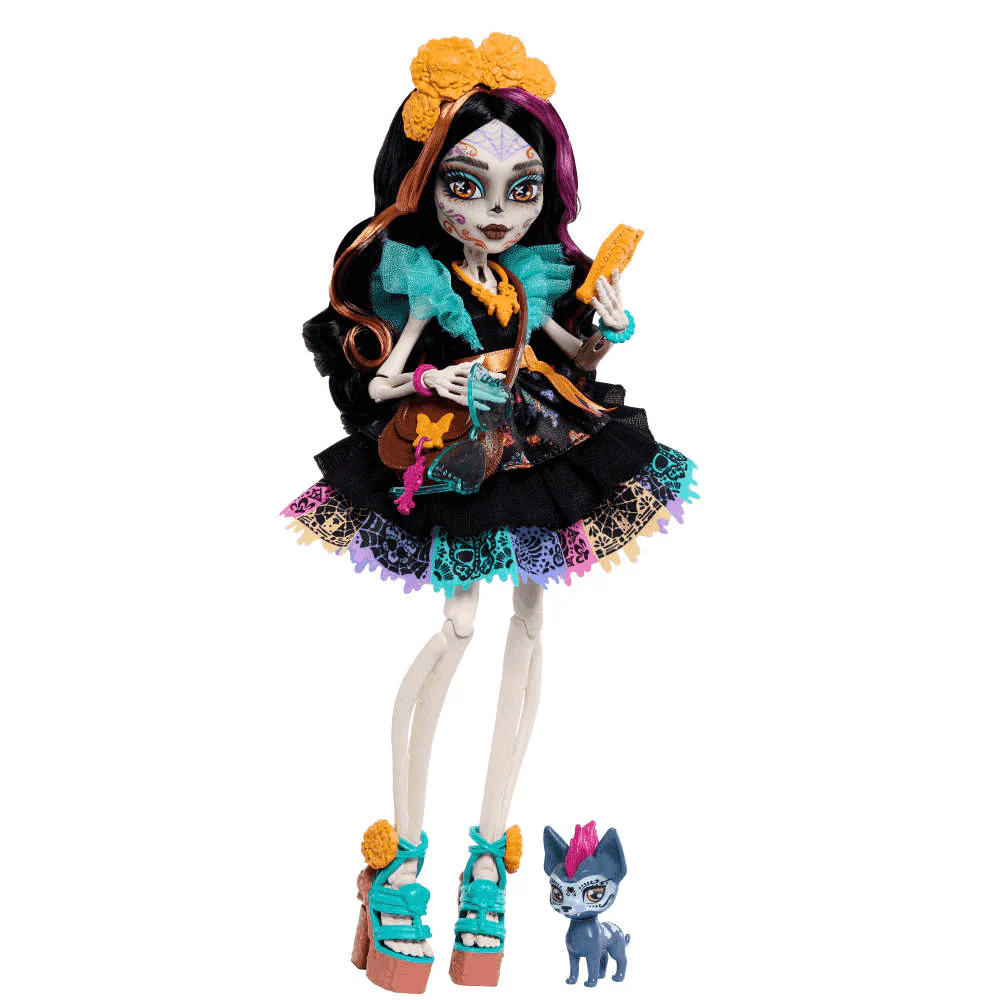 Monster High Skelita Calaveras Muñeca con Mascota y Accesorios