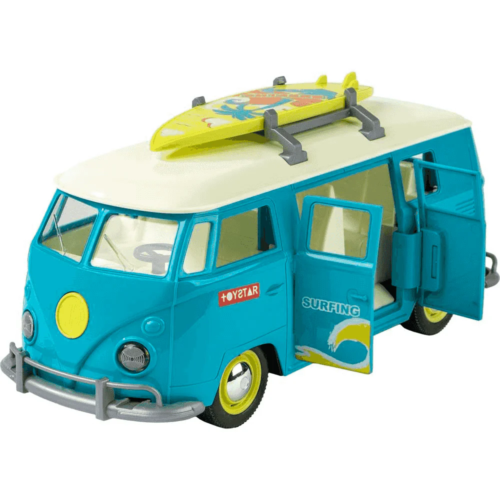 Motor Planet Camper – Furgoneta retro de fricción con puertas abatibles (Modelos surtidos, 3+)