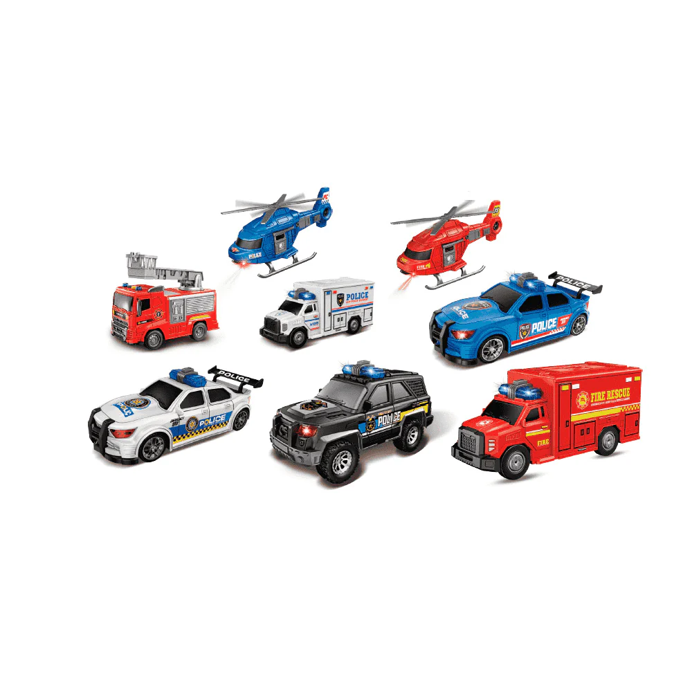 Motor Planet Mega Set Vehículos de Emergencia – Modelos surtidos con luz, sonido e inercia (3+)