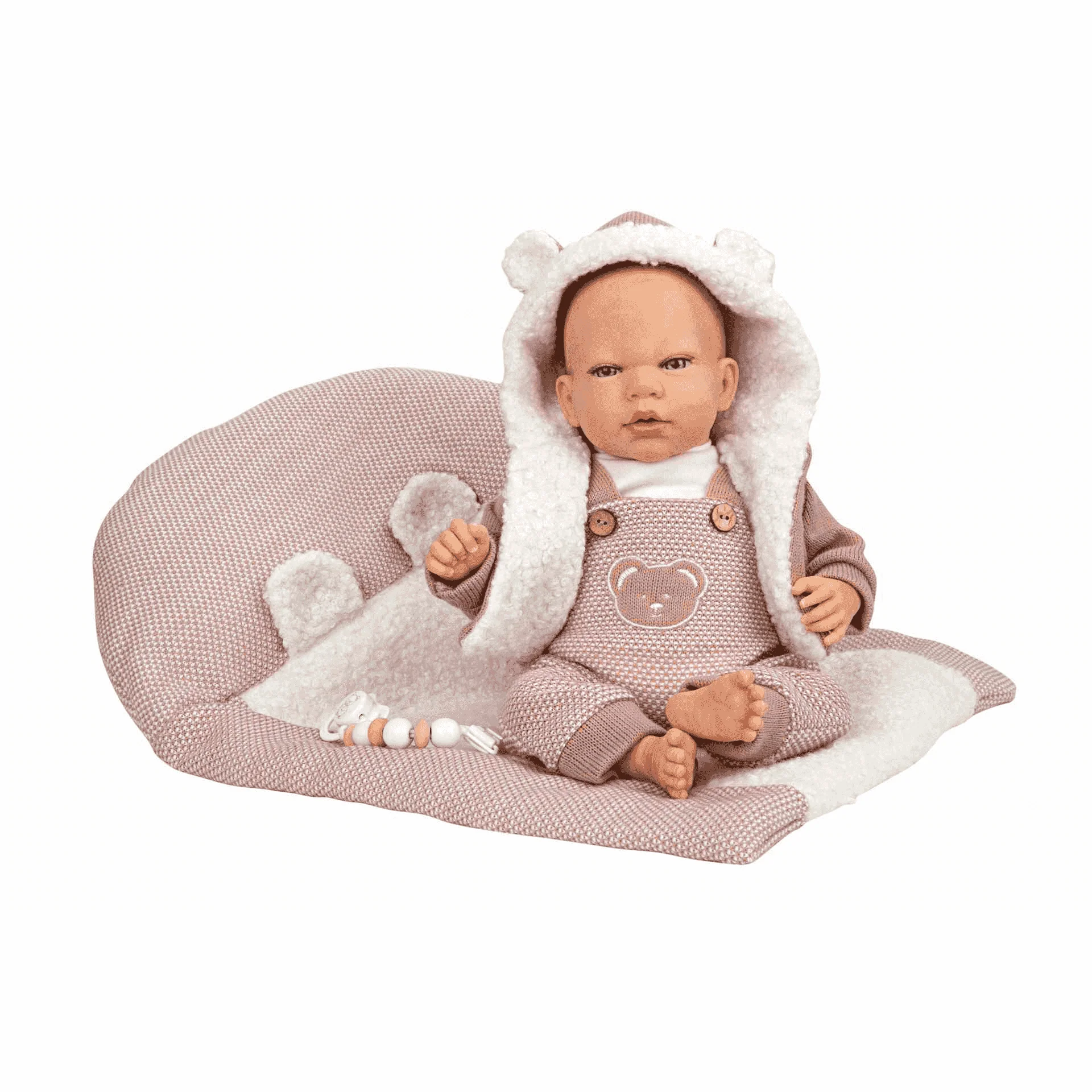 Muñeca Bebé Reborn Gadea rosa con manta