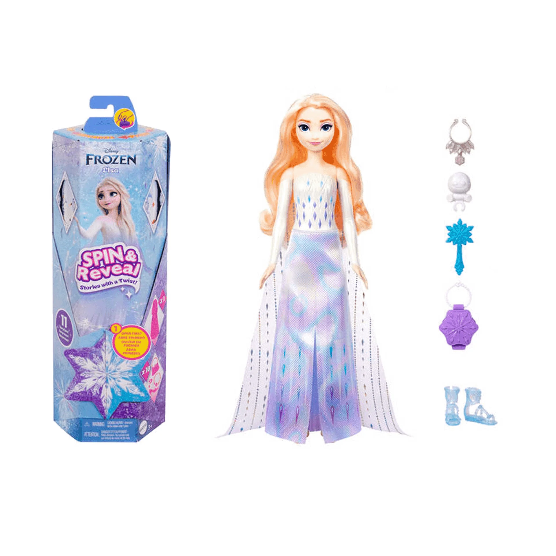 Muñeca Elsa Spin & Reveal de Frozen - ¡Descubre la Magia con Cada Giro!