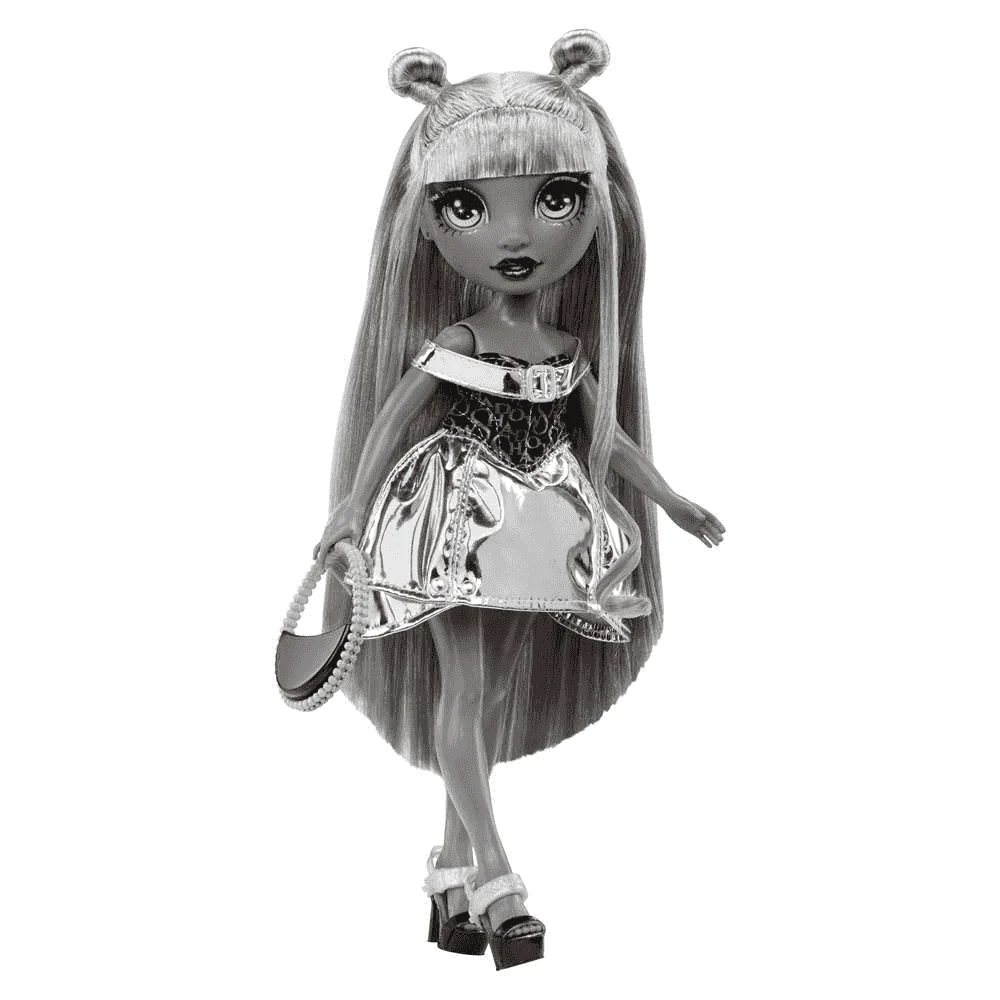 Muñeca Rainbow High Shadow High Luna Madison 28 cm gris metálico con bolso - Image 5