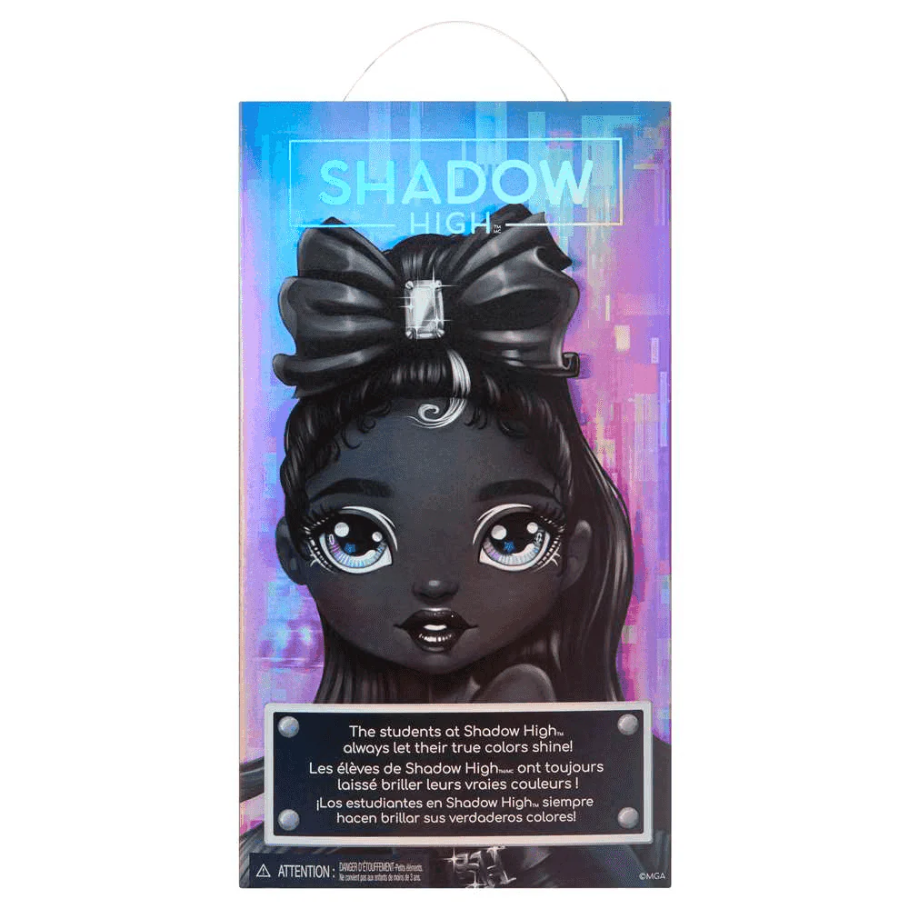 Muñeca Rainbow High Shadow High Shanelle Onyx 28 cm negra con bolso elegante - Image 5