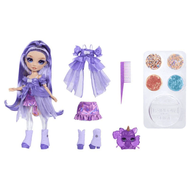 Muñeca Rainbow Shimmers con Slime – Violet - Image 2