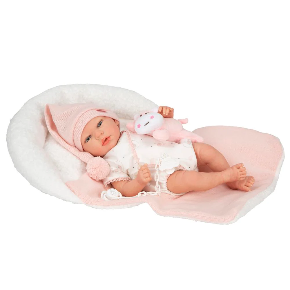 Muñeca Reborn Ariel Rosa con Cojín 40 cm