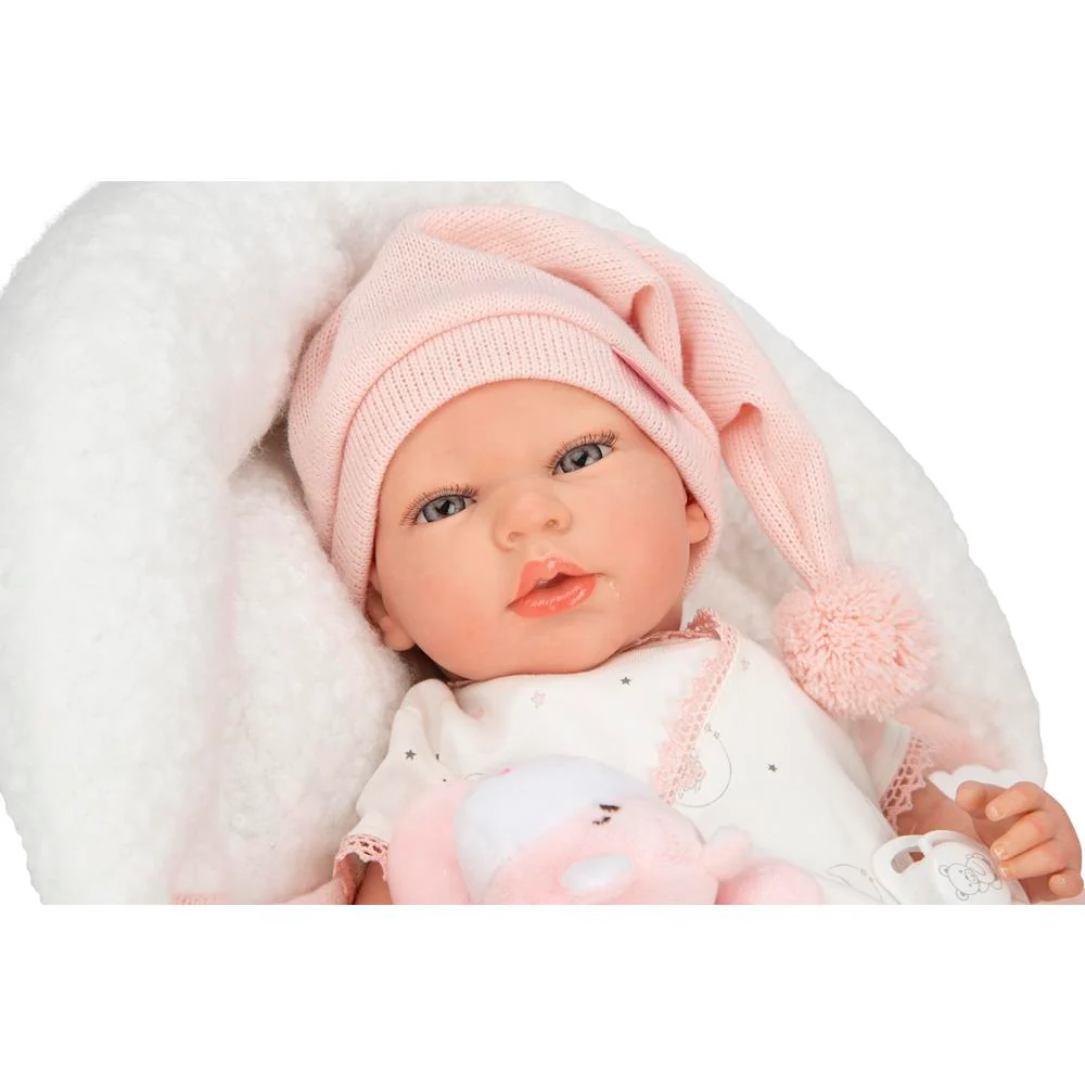 Muñeca Reborn Ariel Rosa con Cojín 40 cm - Image 4