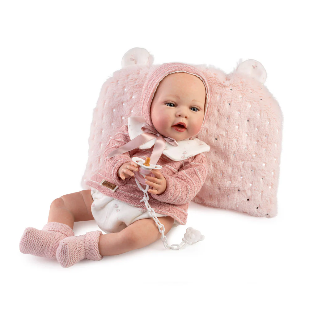 Muñeca Reborn Olga con Jersey de Lana Rosa y Braguita - Image 3