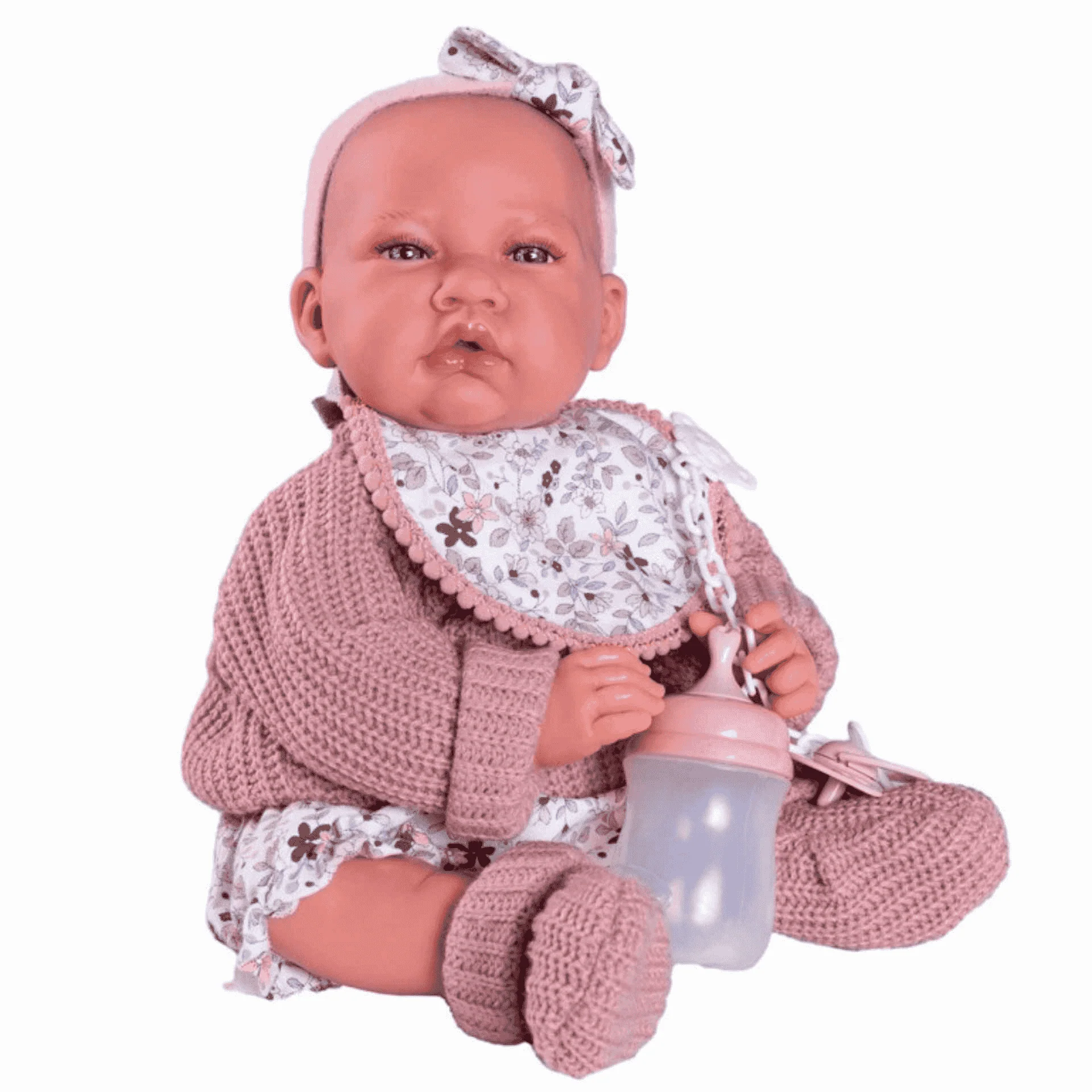 Muñeca Recién Nacida Lua Bolitas con Babero - Antonio Juan