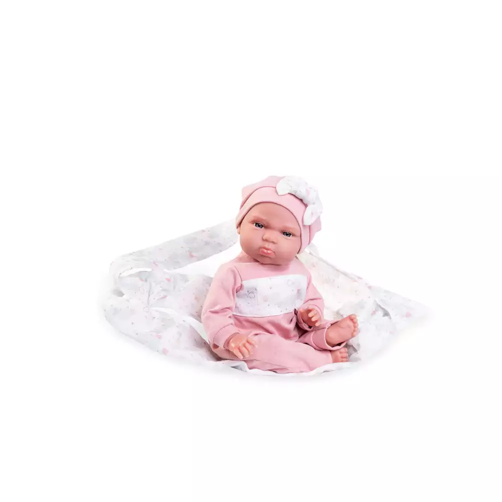 Muñecas Antonio Juan Mi Pequeño Reborn Tufi con Fular Portabebé 33 cm