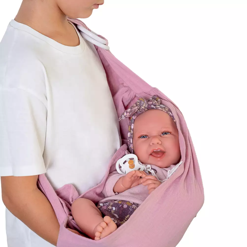 Muñecas Antonio Juan Recién Nacida Carla con Fular Portabebé 42 cm