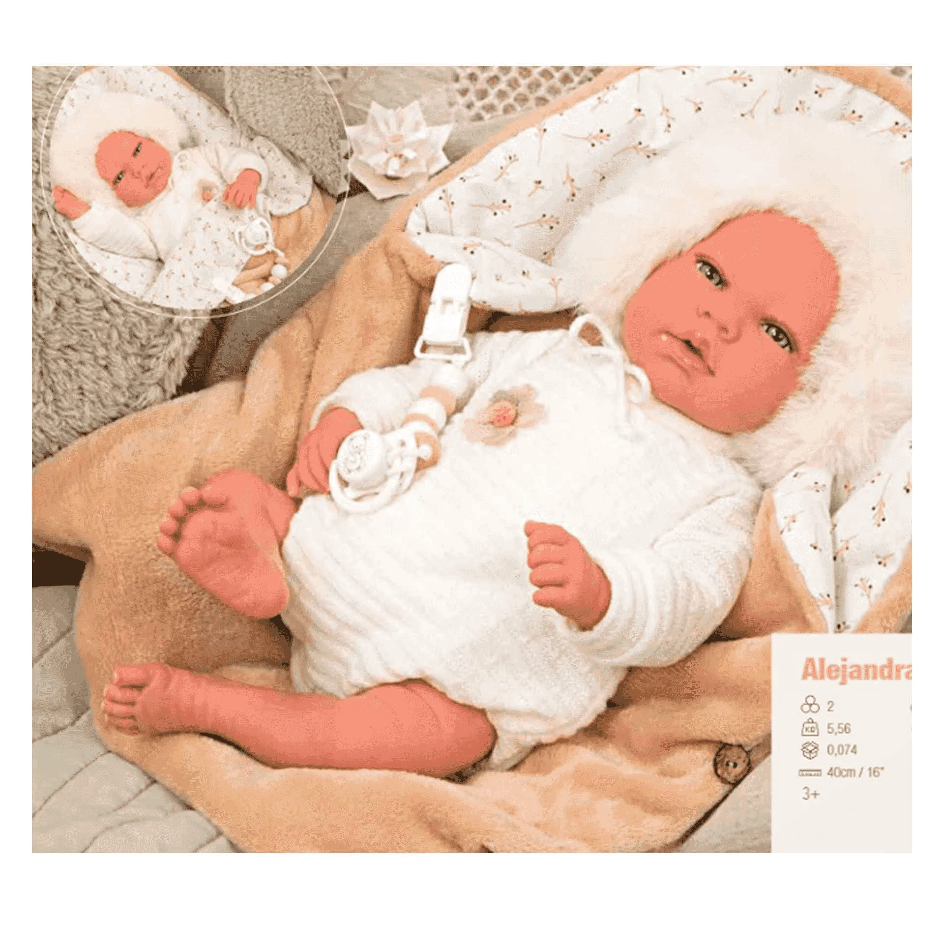 Muñecas Arias Reborn 40cm Alejandra Beige