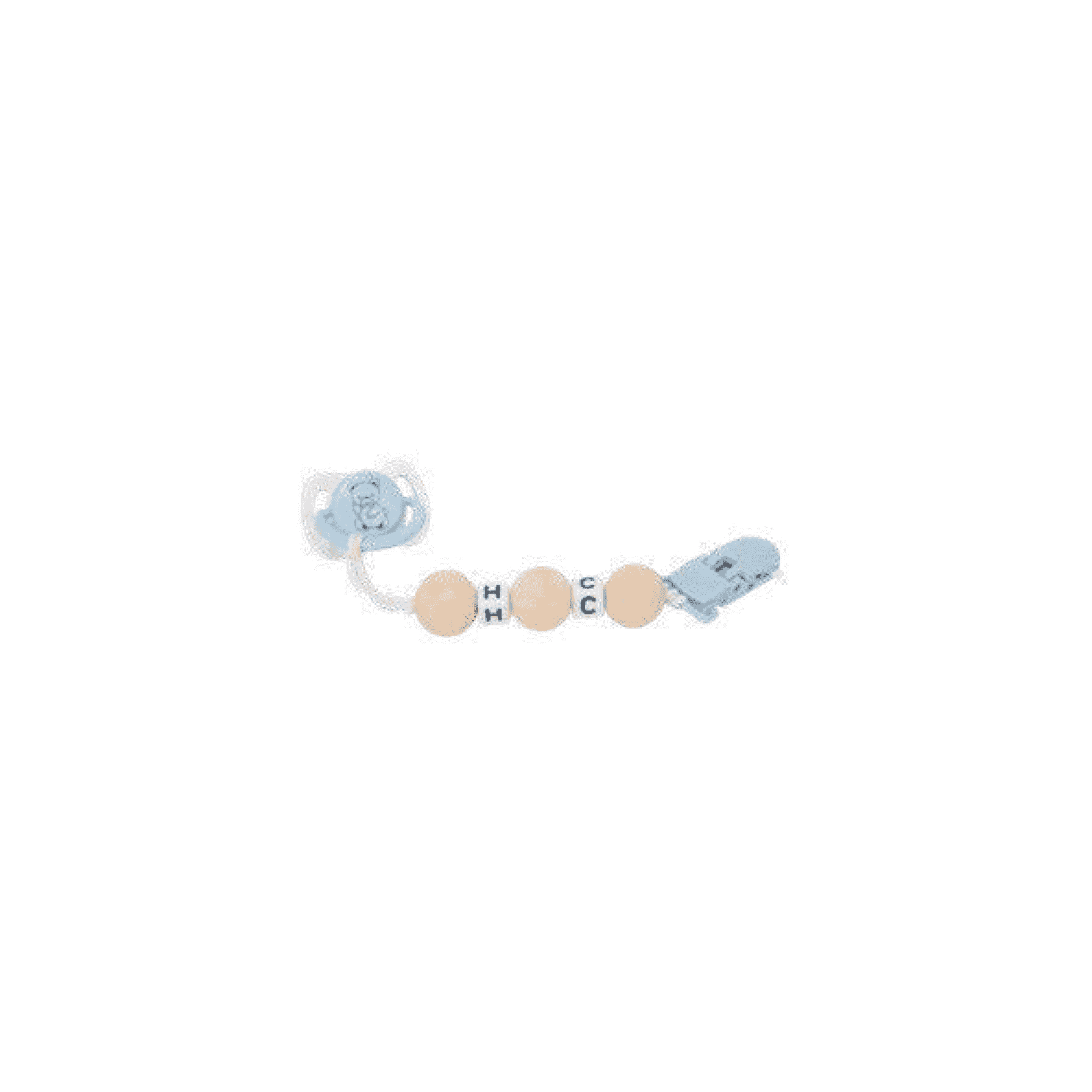 Muñecas Arias Set Chupete Azul Blanco con Cadena Madera y Pinza