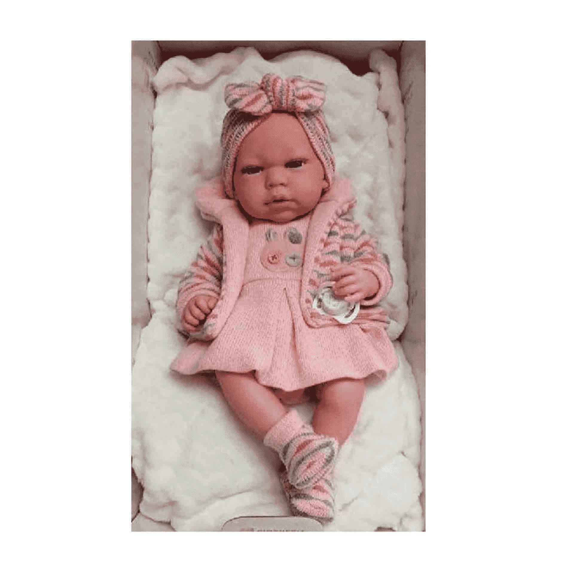 Muñeco Elegance de 40 cm bebé rosa cuerpo vinilo