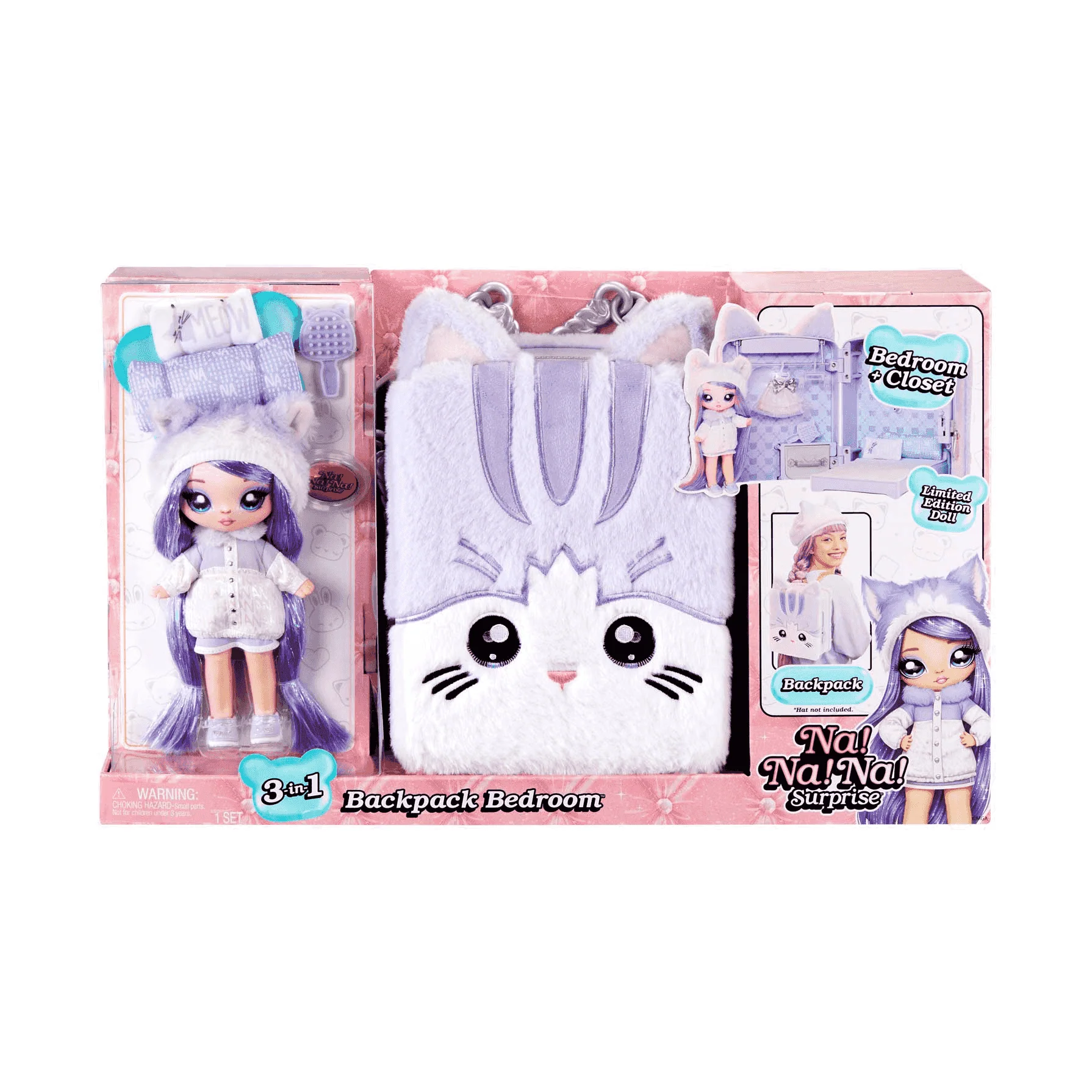 Na! Na! Na! Surprise 3 en 1 Mochila Dormitorio Serie 3 Lavender Kitty - Image 2