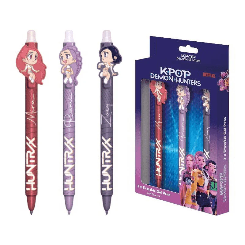 Pack 3 Bolígrafos Borrables K-Pop Demon Hunters Tinta Azul Netflix