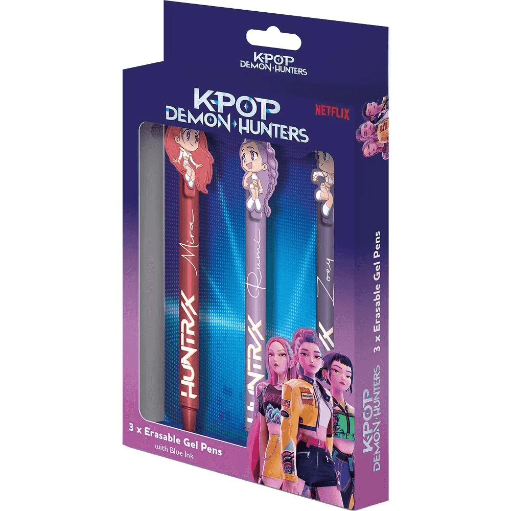 Pack 3 Bolígrafos Borrables K-Pop Demon Hunters Tinta Azul Netflix - Image 2