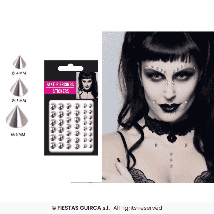 Pack 30 piercings falsos adhesivos – Complemento de maquillaje para Halloween