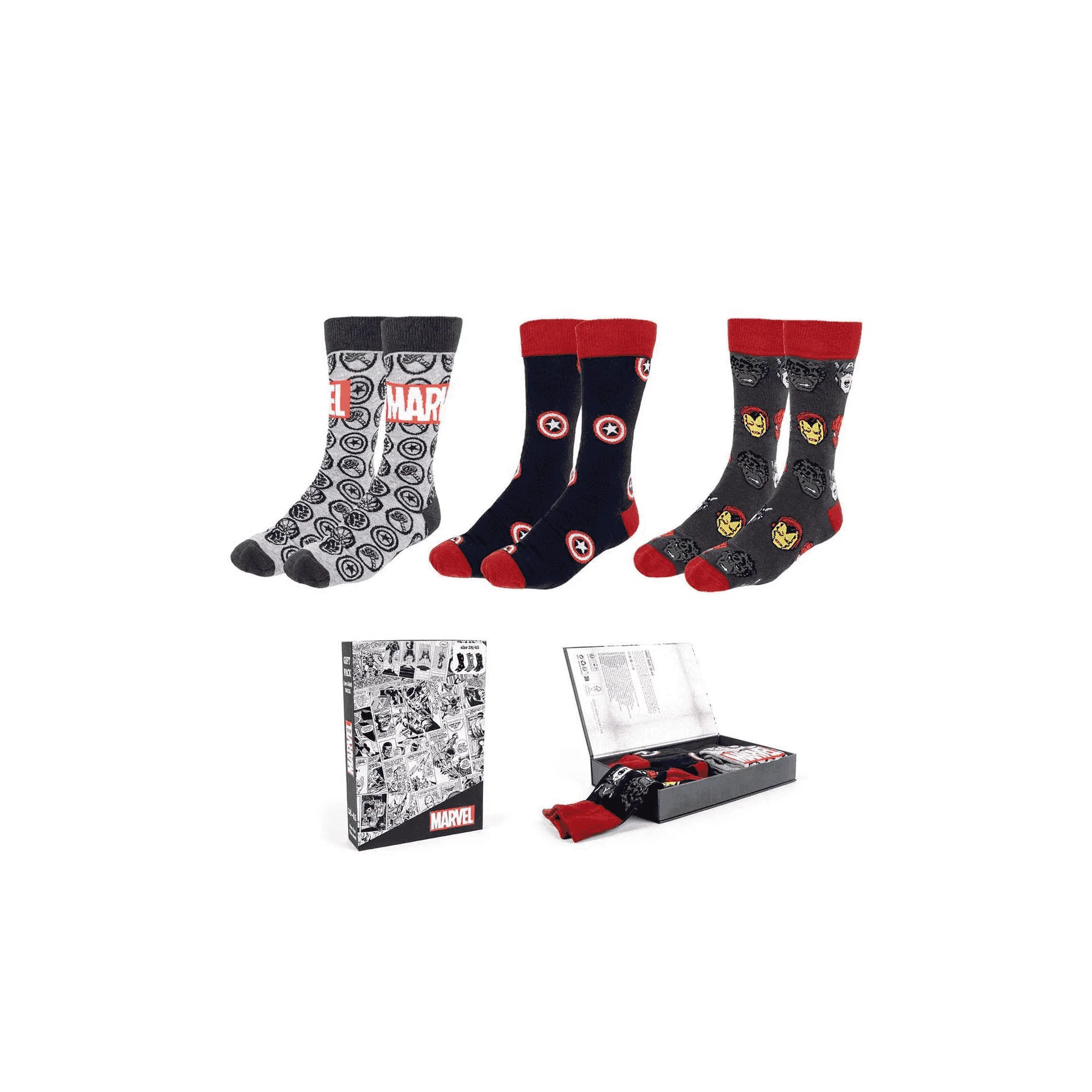 Pack de 3 Calcetines Marvel Tallas 38-45