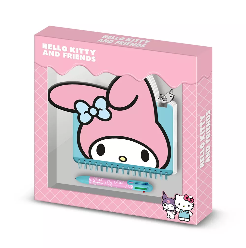Pack de diario kawaii Hello Kitty My Melody Face rosa