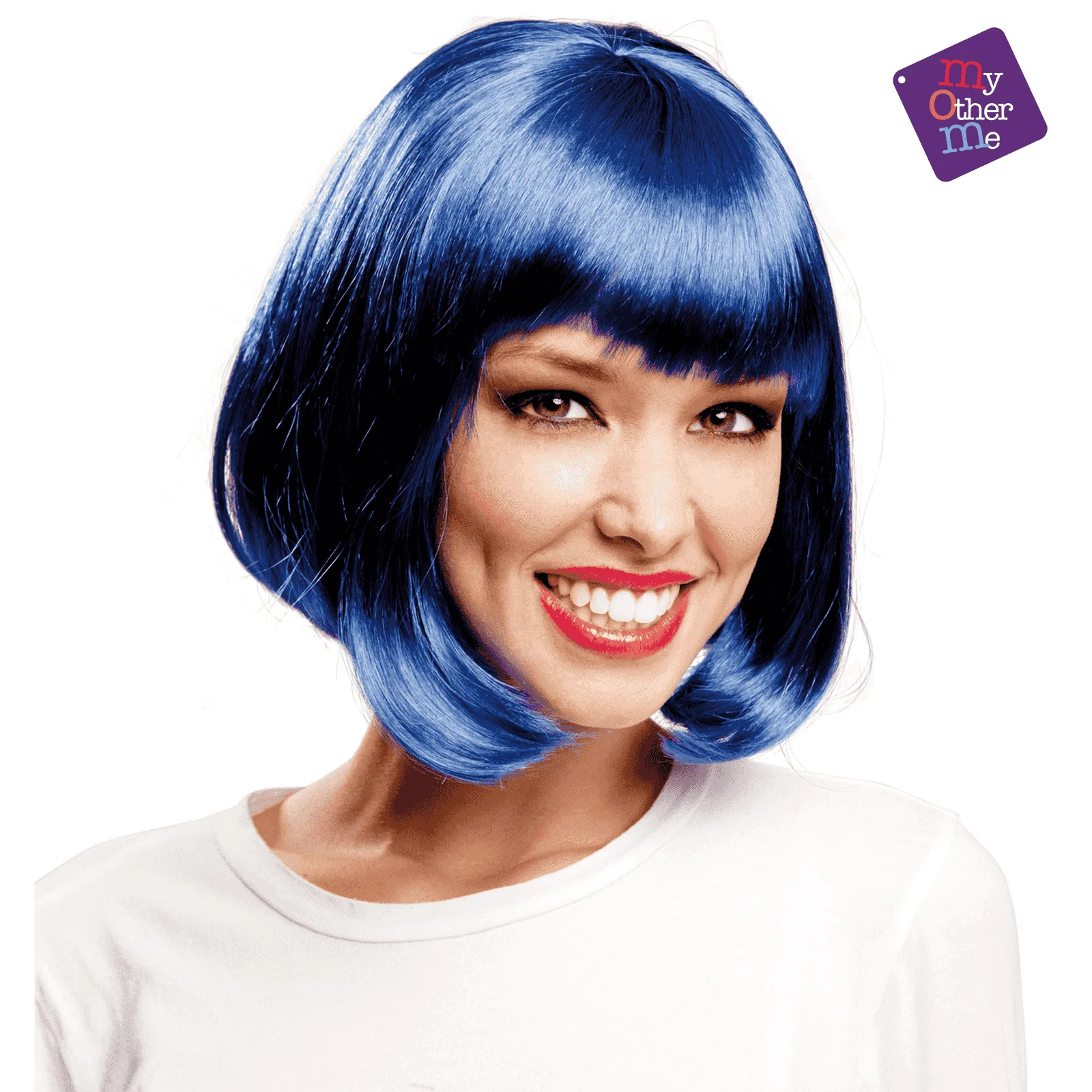 Peluca Corta color azul para disfraz