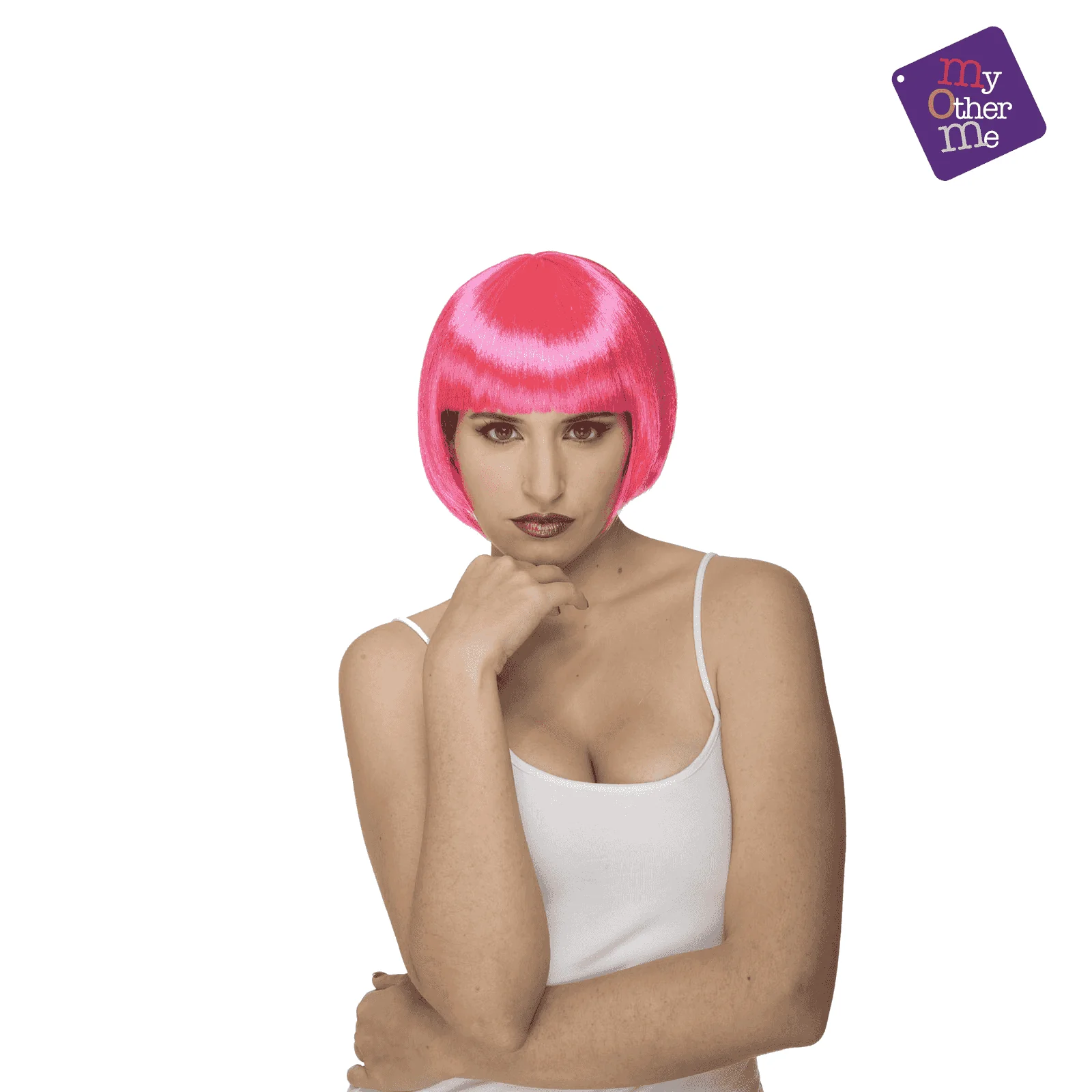 Peluca Corta color rosa para disfraz