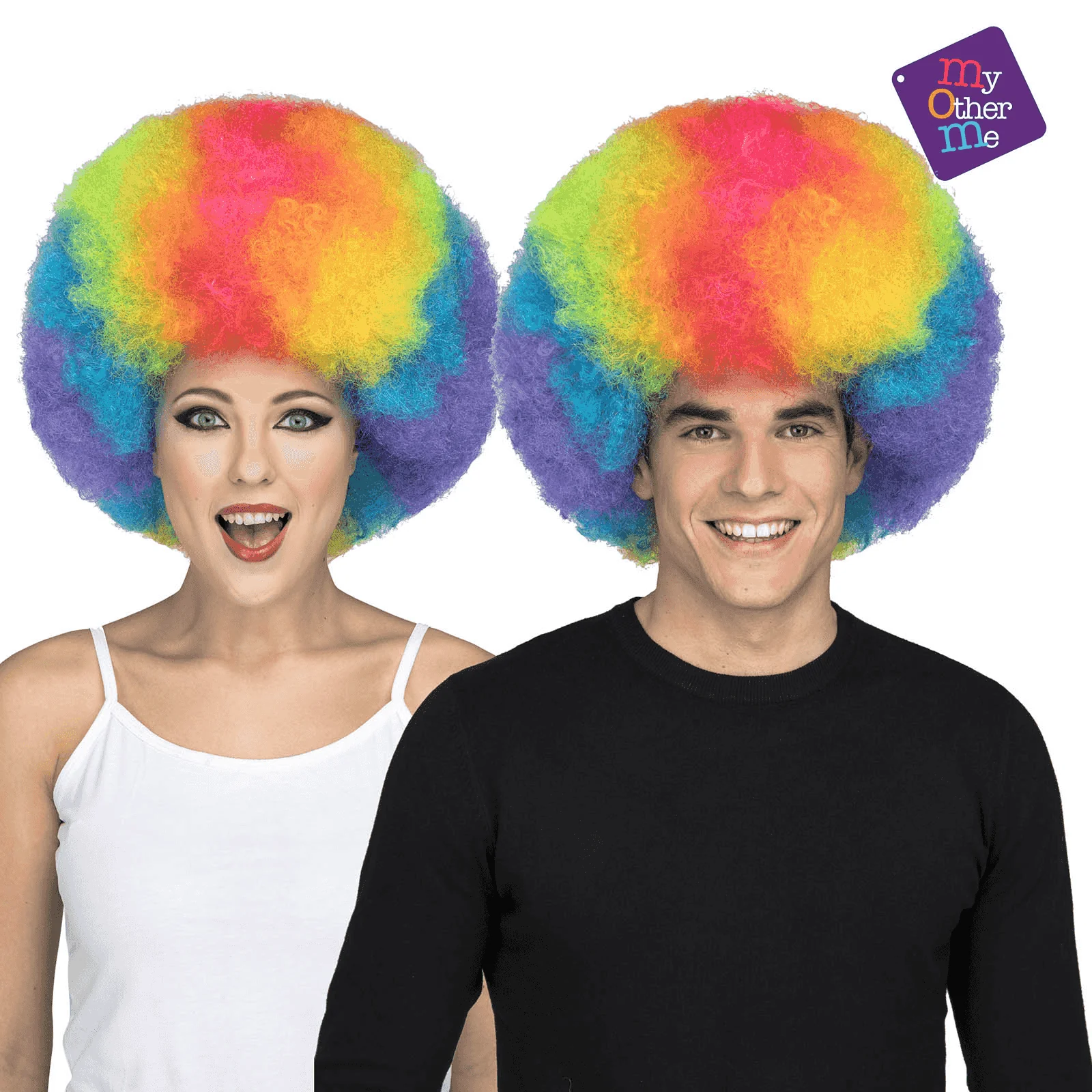 Peluca Jumbo color multicolor para disfraz