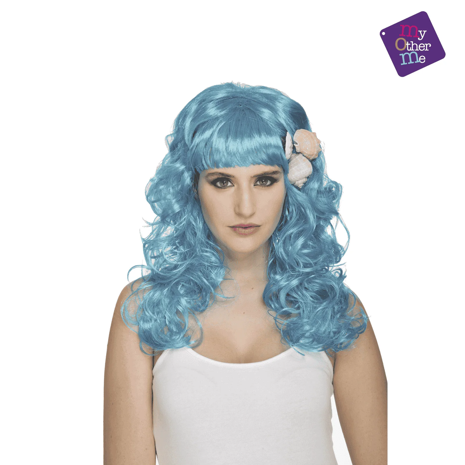 Peluca Sirenita color azul para disfraz