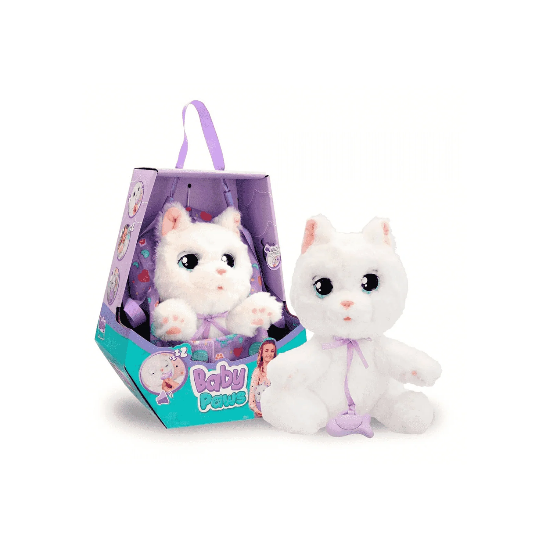 Peluche Gato Blanco Baby Paws - Juguete Suave y Tierno