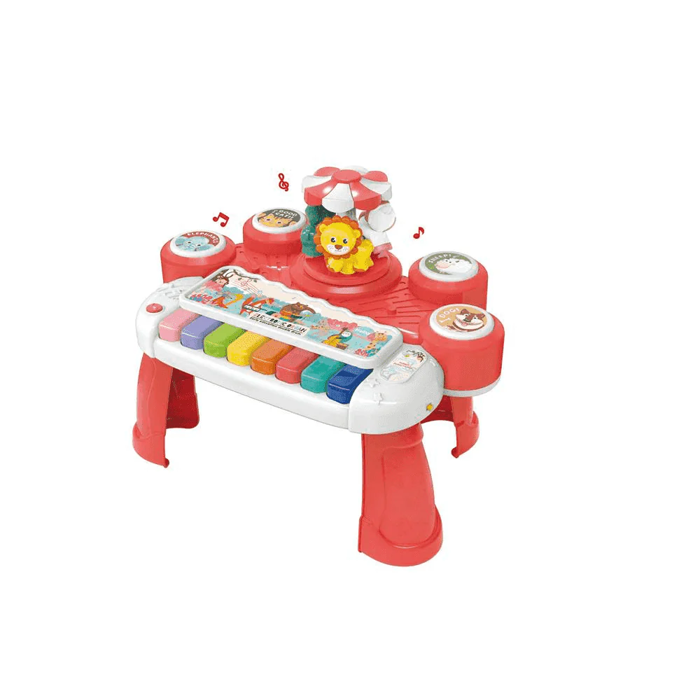 Piano Concierto Animales Infant Planet 3 en 1 con luces, sonidos y tambor interactivo (3+)