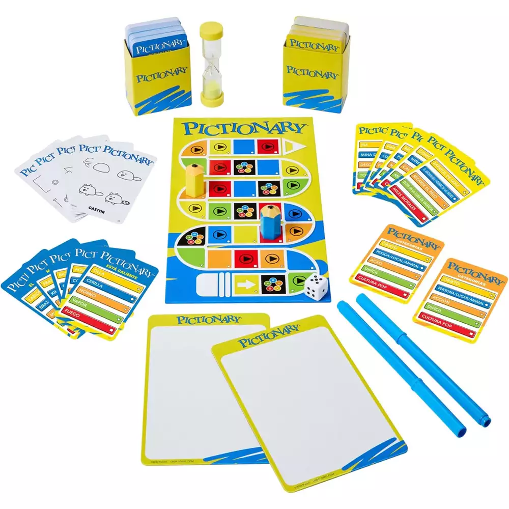 Pictionary – Juego de mesa familiar con pizarras, rotulador y reloj de arena - Image 4