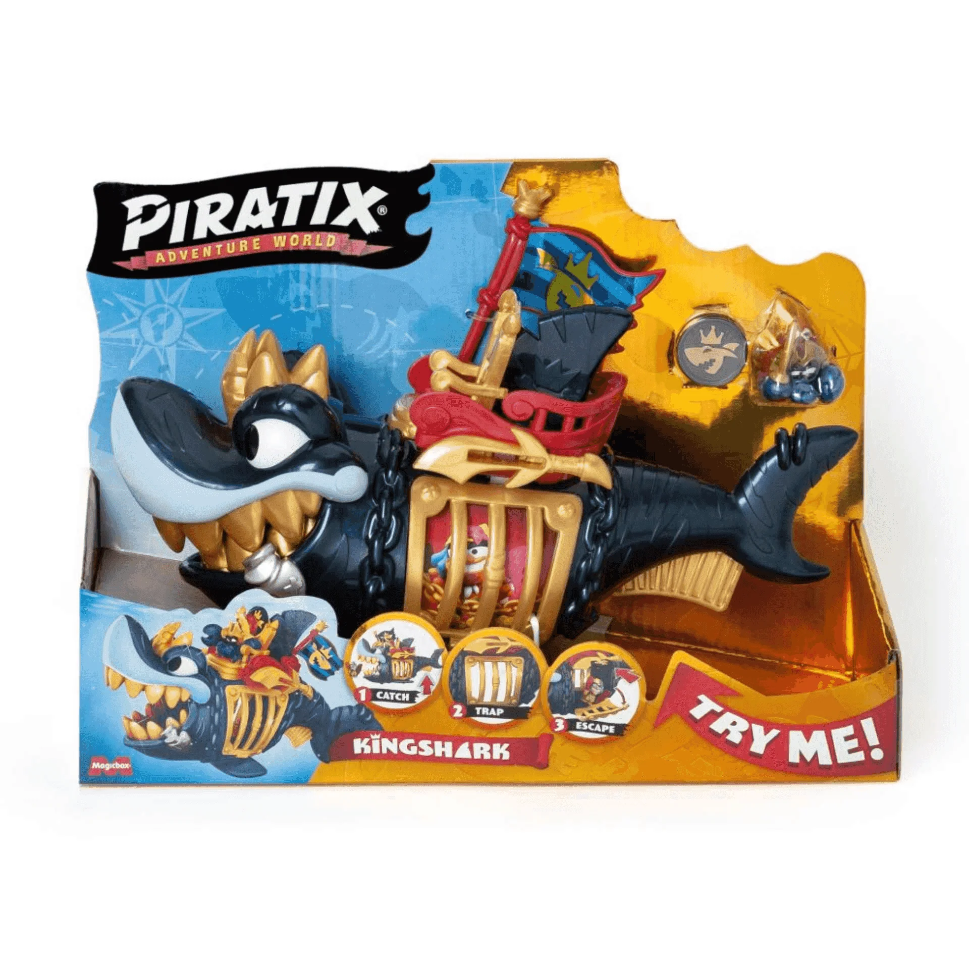 Piratix King Shark Golden Teeth - Tiburón Articulado con Figura - Image 6