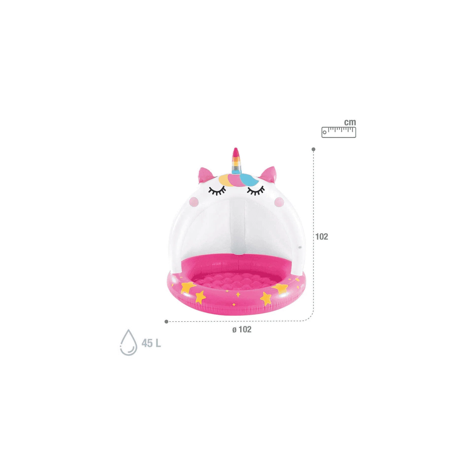 Piscina Hinchable Infantil Intex Gatounicornio con Techo y Suelo Acolchado 102x102cm - Image 2