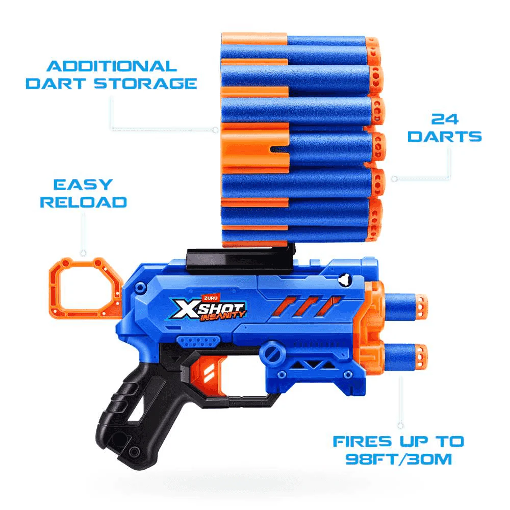 Pistola Lanzadardos ZURU X-Shot Insanity Micro con 24 dardos y alcance 30 m - Image 3