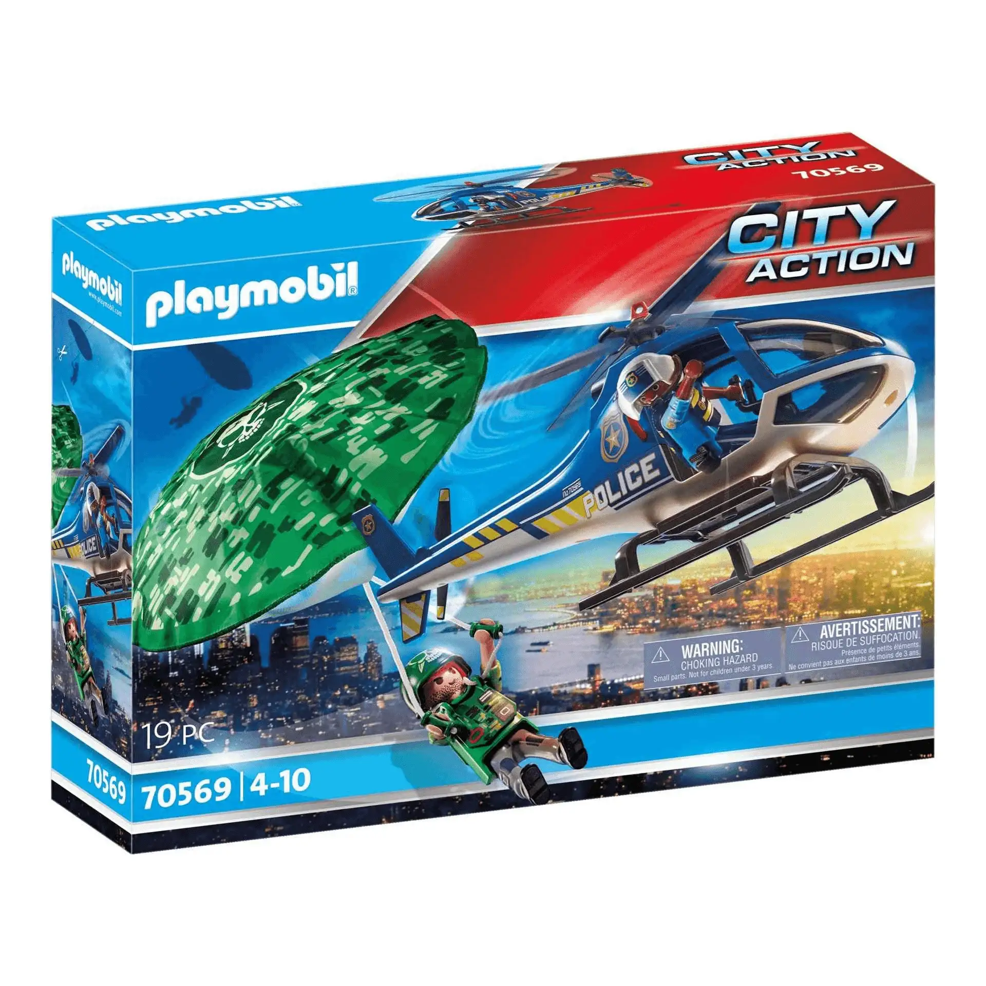 Playmobil Action Heroes Helicóptero de policía: persecución en paracaídas - Image 2