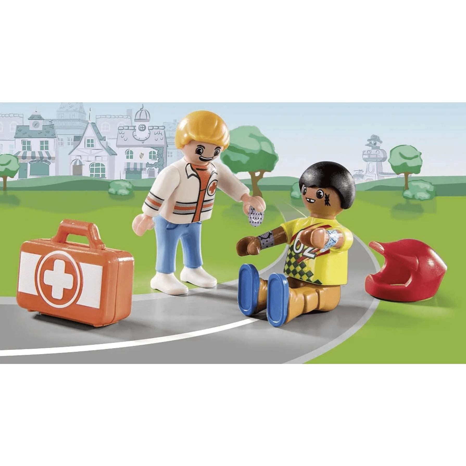 Playmobil Duck On Call Acción Ambulancia Ayuda al piloto de Carreras 70919 - Image 3