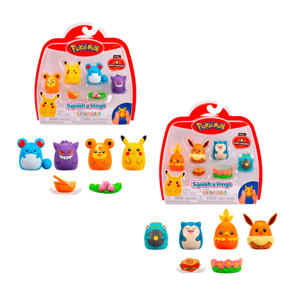 Pokémon Squishalongs Pack 4 Figuras Mini 2,5 cm Surtido