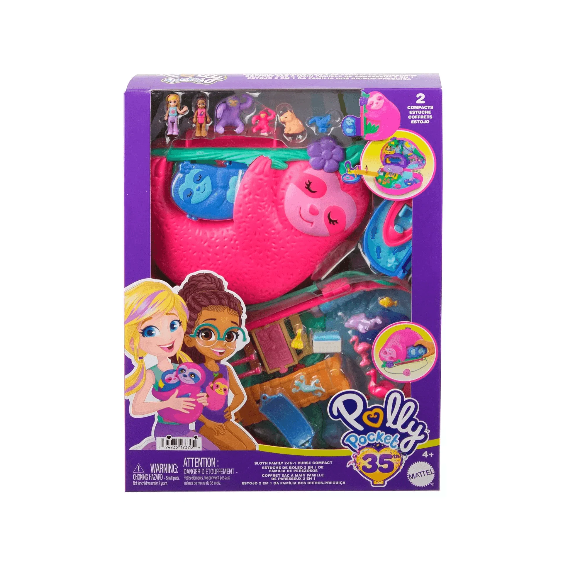 Polly Pocket Cofre Familia De Perezosos Mattel - Image 2