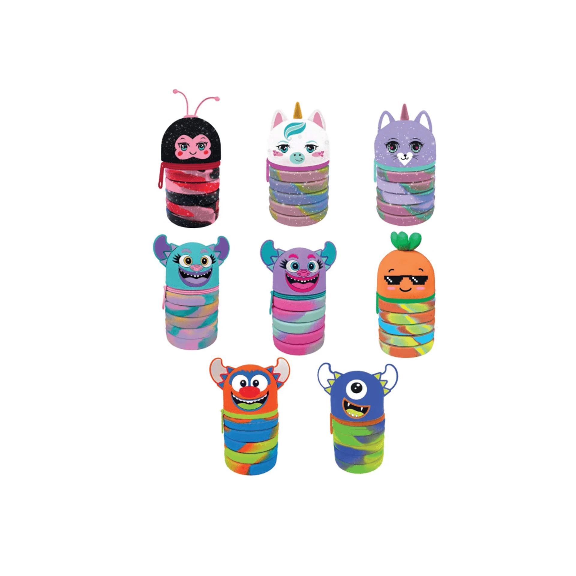 Portatodo Extensible Súper Divertido Mitama Silicona Resistente y Colores Surtidos
