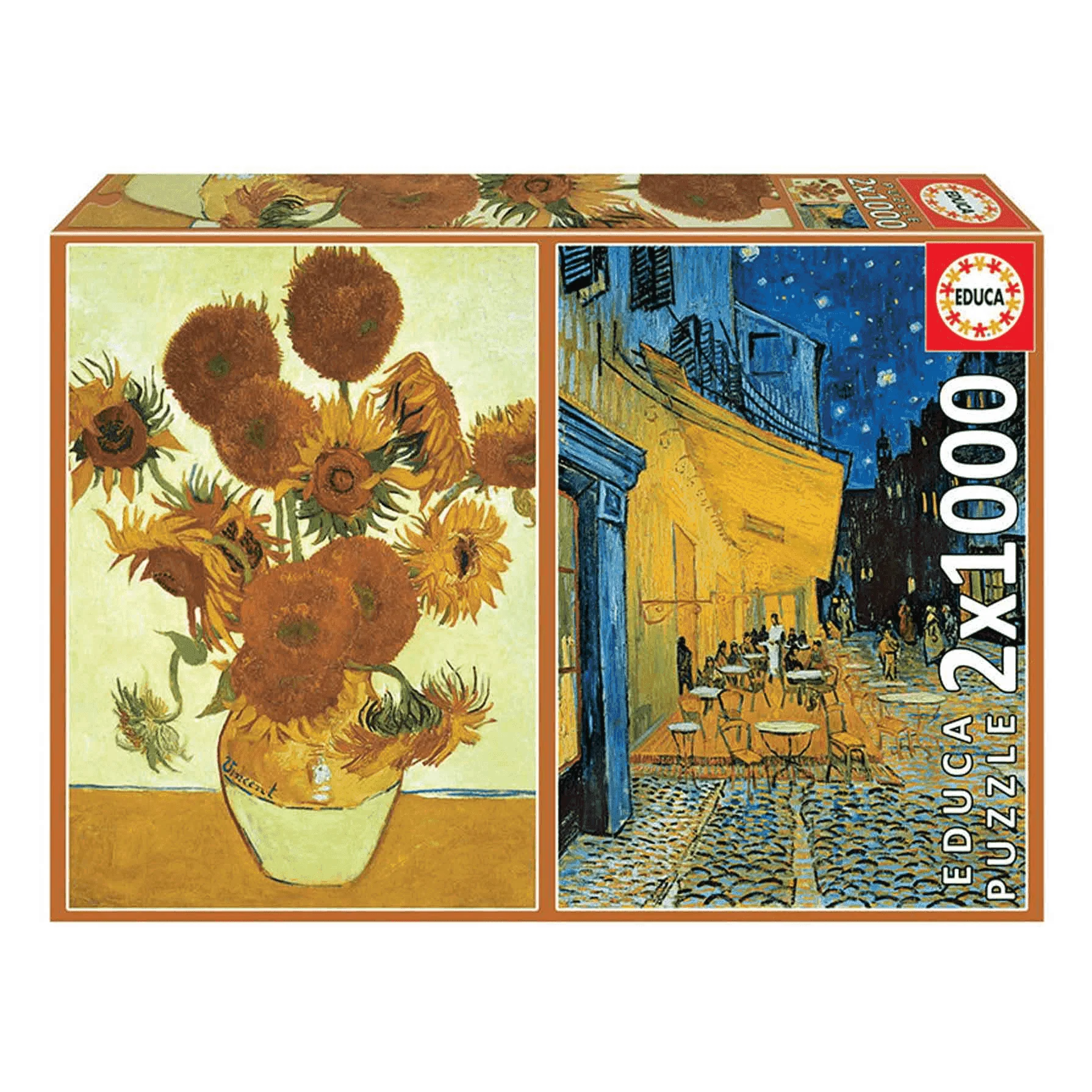 Puzzle 2X1000 Los Girasoles y Terraza De Café Por La Noche
