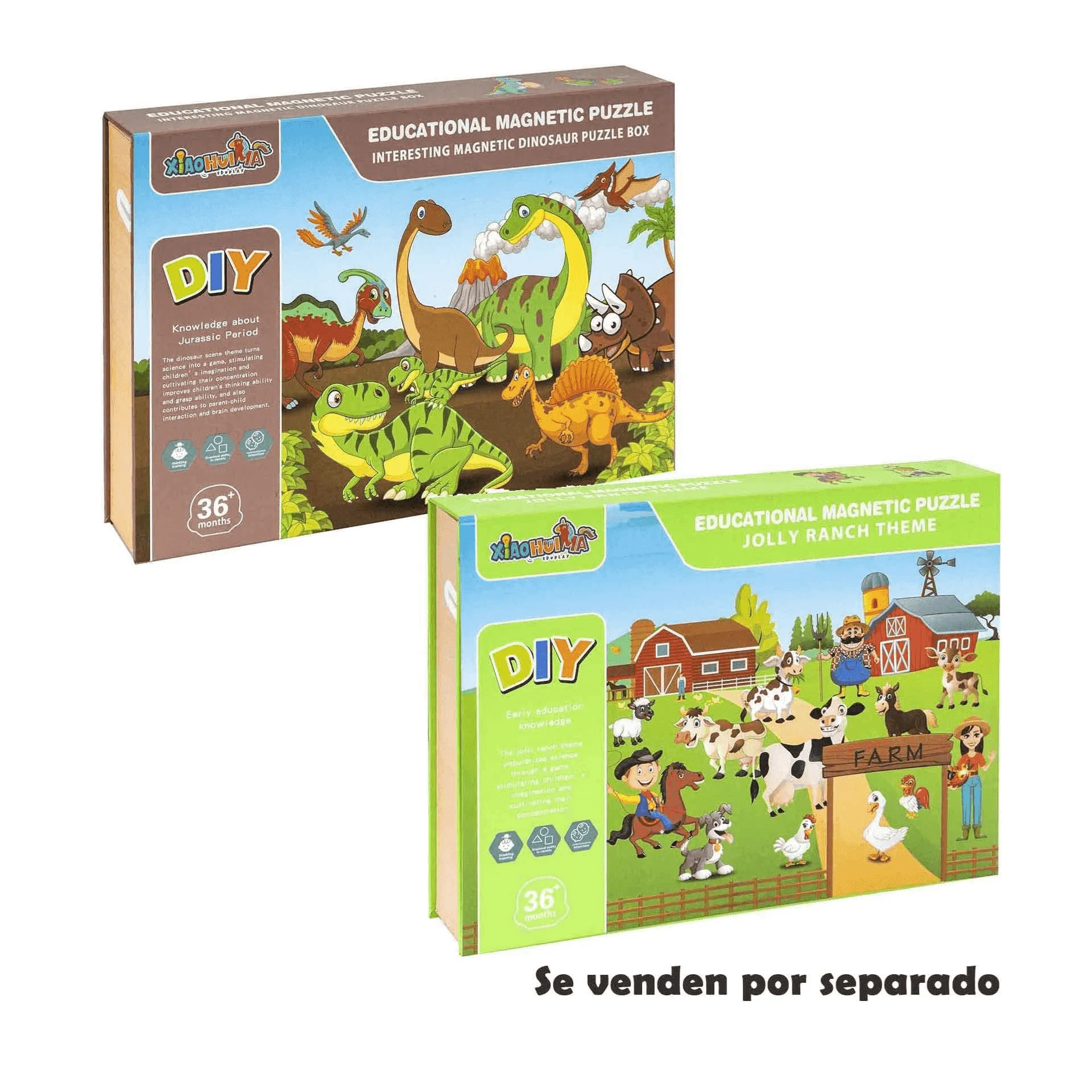 Puzzle Magnético Educativo Granja o Dinosaurios