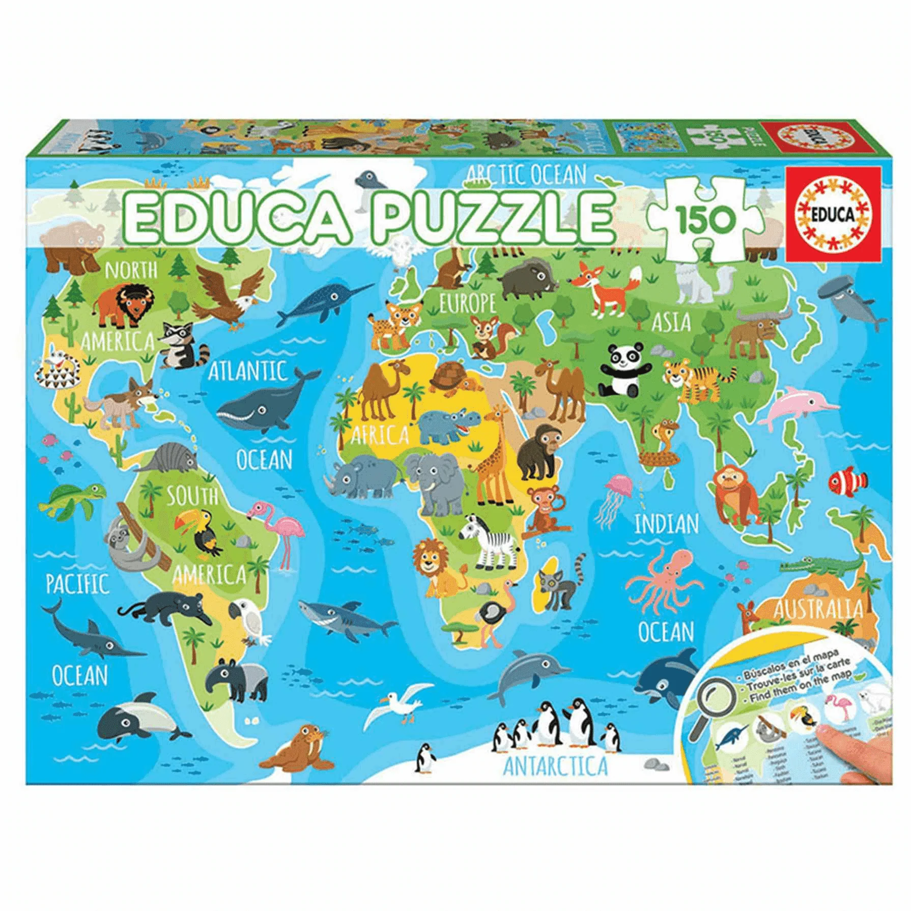 Puzzle Mapamundi Animales 150 Piezas