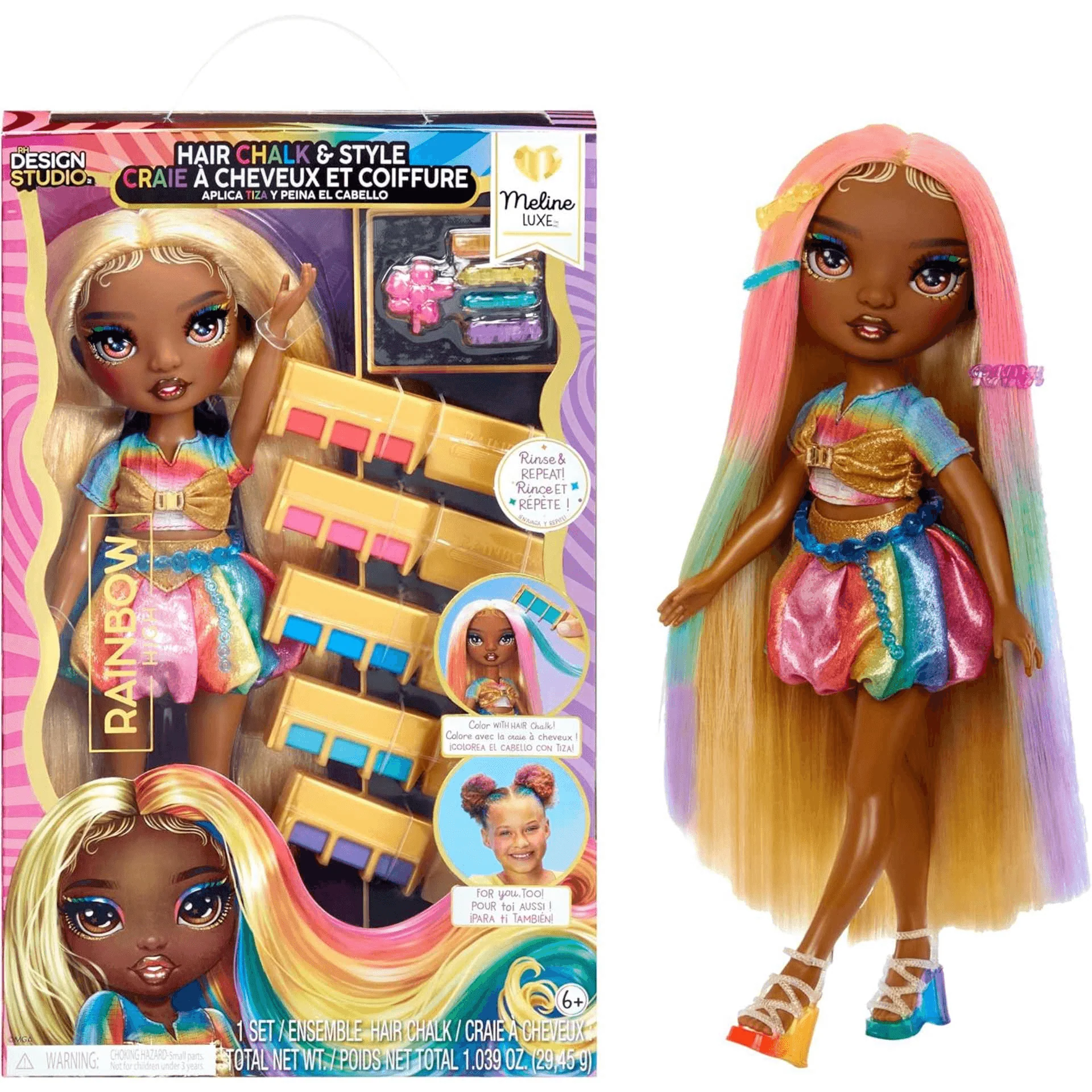 Rainbow High Muñeca Hair Chalk & Style- Meline