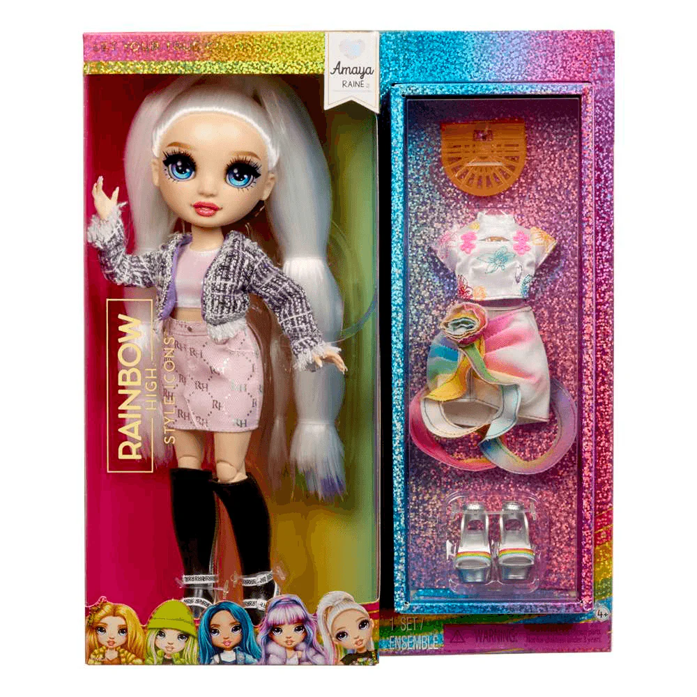 Rainbow High Style Icons Amaya – Muñeca de moda con 2 outfits y accesorios (4+ años) | MGA
