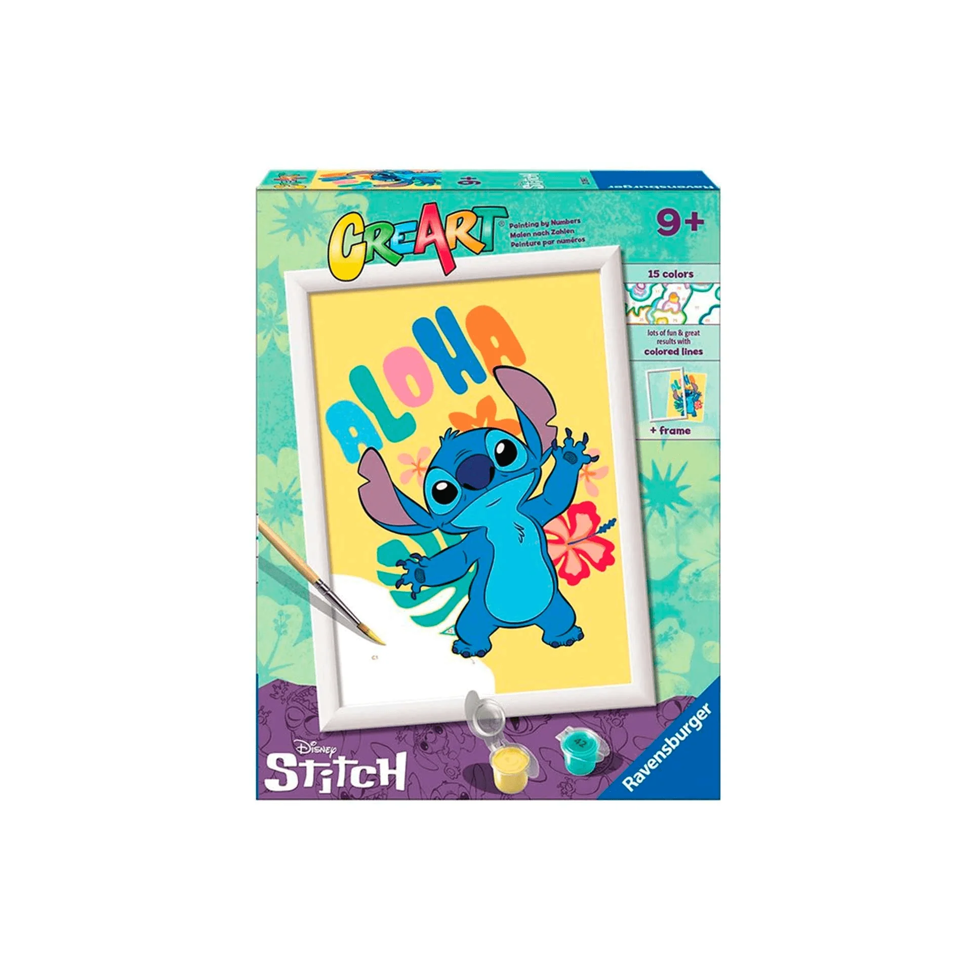 Ravensburger CreArt Serie D: Disney Stich, Kit para Pintar por Números, Contiene una Tabla Preimpres