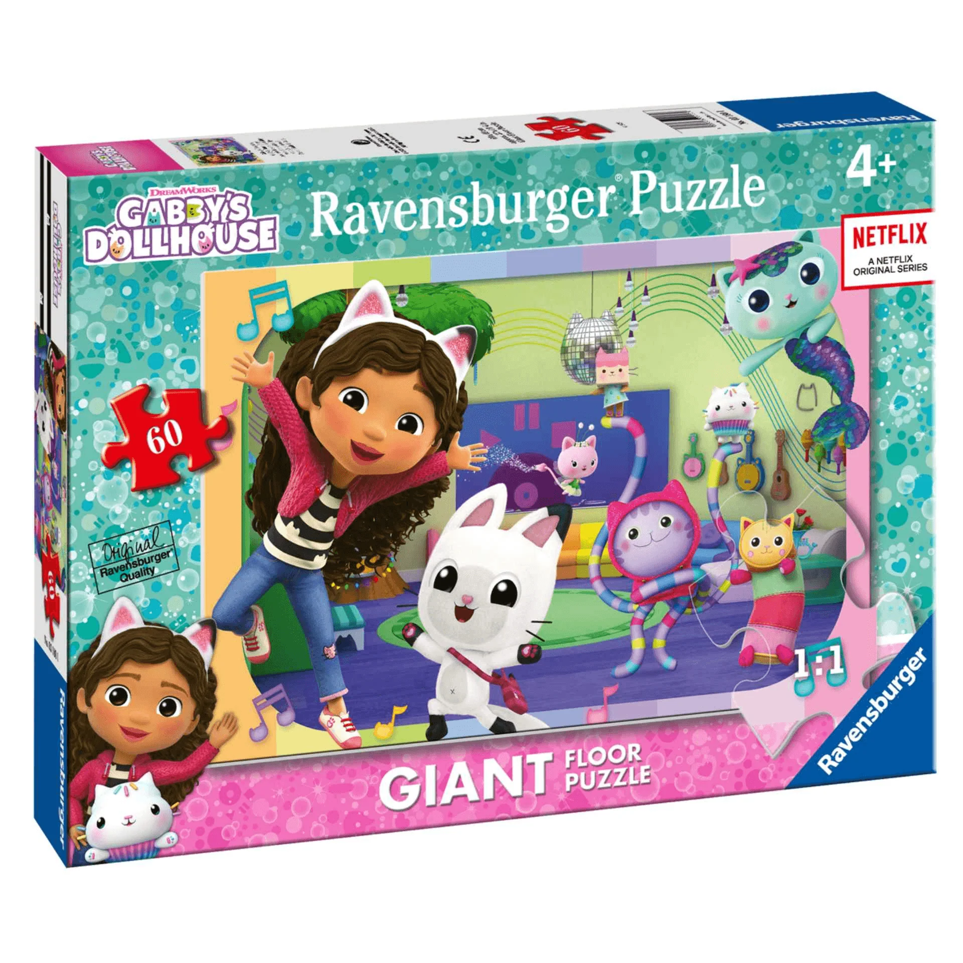 Ravensburger Puzzle Gabby´s Dollhouse, Colección 60 Giant Suelo, 60 Piezas, Puzzle para Niños, Edad